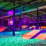 Kids carpet skating at Fun Slides indoor family entertainment center in Pittsburgh