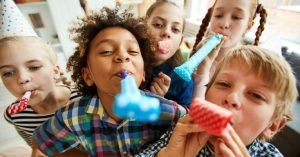 Kids celebrating a birthday party at an indoor family entertainment center in Pittsburgh