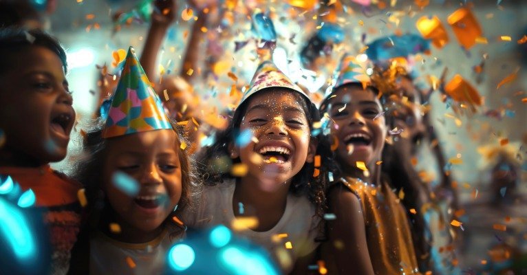 Indoor birthday party unaffected by bad weather