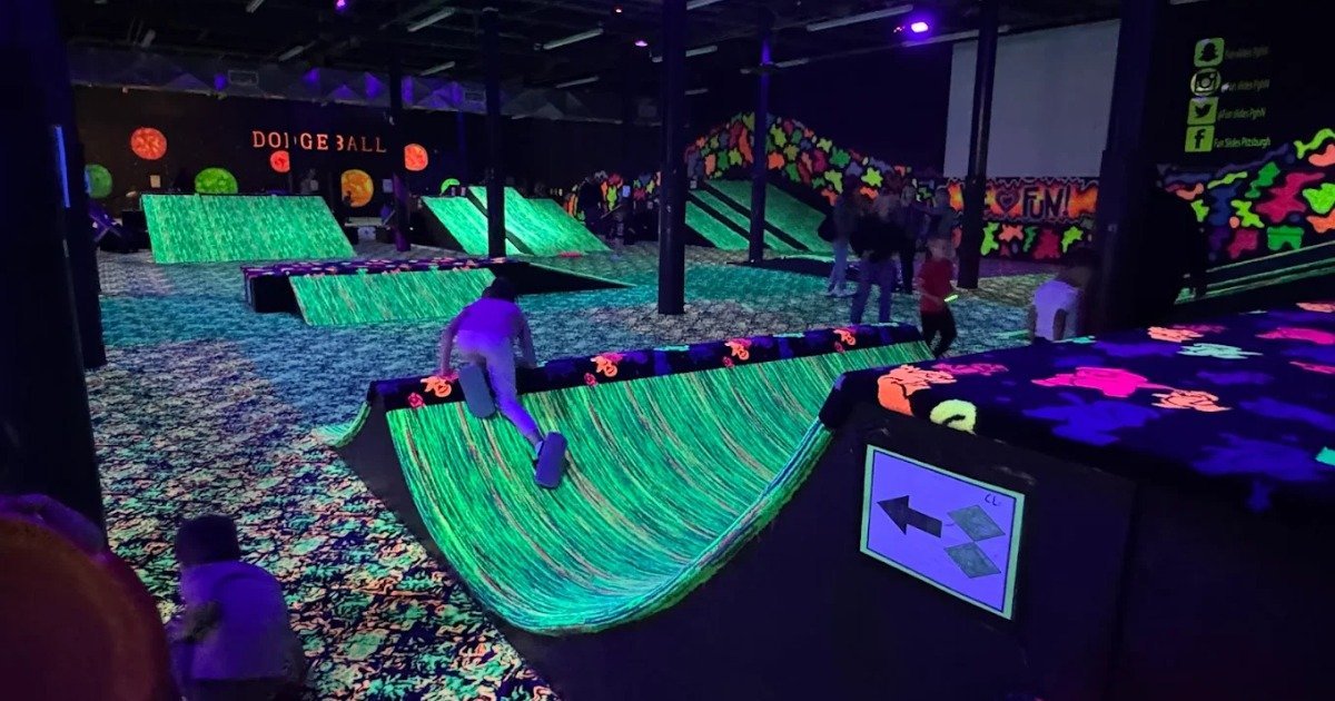 Children of various ages enjoying activities at an indoor birthday party venue in Pittsburgh