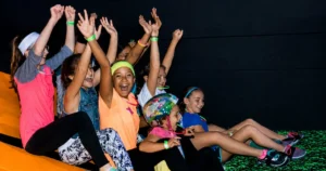 Youth group kids enjoying indoor activities at Fun Slides Carpet Skatepark and Party Center in Pittsburgh PA